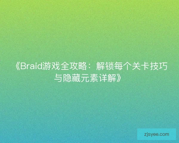《Braid游戏全攻略：解锁每个关卡技巧与隐藏元素详解》